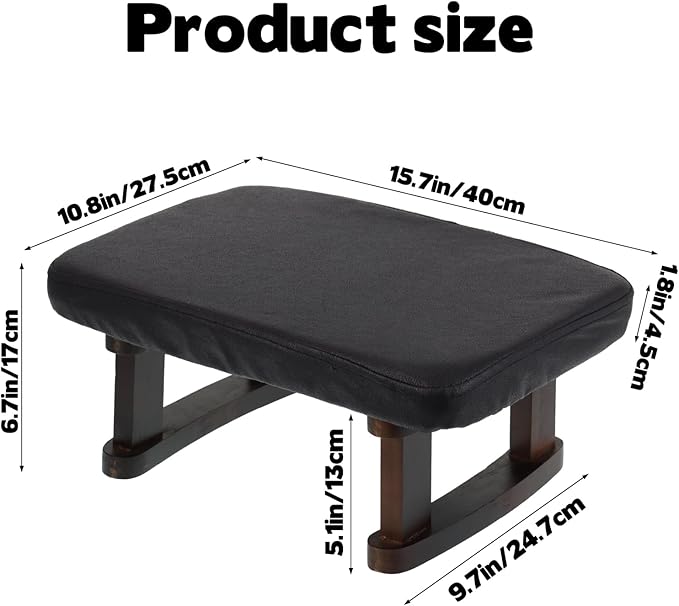 Walnut Prayer Kneeler with Thick Attached Cushion, Wooden Prayer Bench with Removable Washable Fabric Cover, Sturdy Kneeling Stool for Home Prayer and Meditation