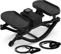 Rocking Stepper, Portable Home Fitness Rock Stepper Side to Side with Digital Display & Elastic Rope, 320LBS Capacity, Aerobic Workout for Leg & Glute Training, Home Office Apartment Use (Black)