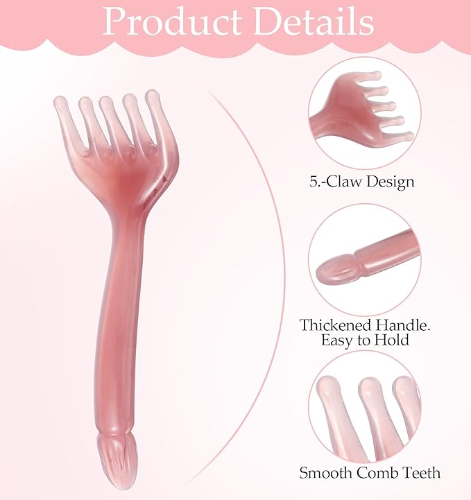 2Pcs Head Massager Scalp, Manual Head Scalp Massage Tool Gua Sha Five Claw Massage Comb, Portable Handheld Resin SPA Relax Tool for Father's Day & Mother's Day Gifts, Pink Purple