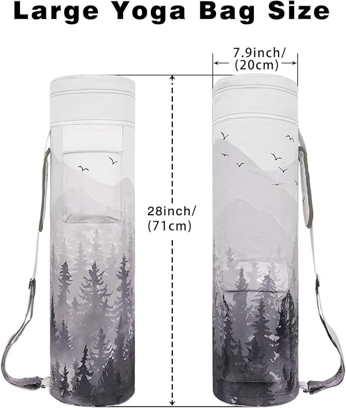 Yoga Mat Bag Full-Zipper Yoga Mat Carrier with Extra Wide Adjustable Strap 2 Multi-Functional Storage Cargo Pocket Stylish & Functional Yoga Bag Pilates Bag for Women & Men