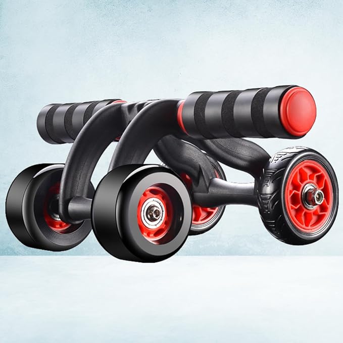 Automatic Rebound Four-wheel Ab Roller Wheel with Knee Mat, Silent Fitness Exercise Device for Core Workout and Abdominal Toning at Home