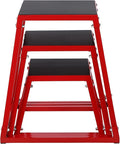 Heavy-Duty Steel Plyometric Jump Box Set, 12” 18” 24” Square Jumping Trainer with Non-Slip Rubber Top, Stackable Home Gym Fitness Equipment for Strength Training & Conditioning