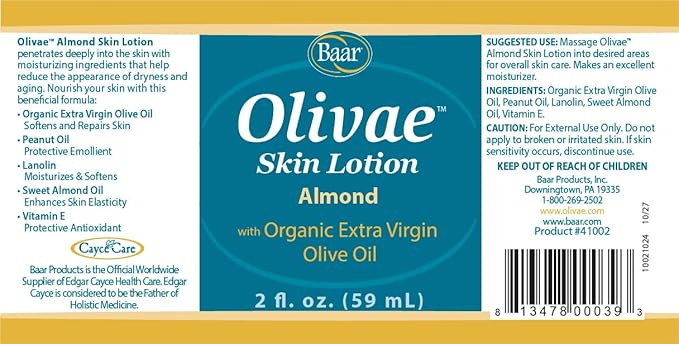 Baar Olivae Skin Lotion, Almond, 2 fluid ounces