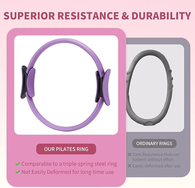 Pilates Ring Set for Women, Home Workout Pilates Equipment with Resistance Bands, 14'' Magic Circle, Mini Ball, Pilates Starter Kit for Strength