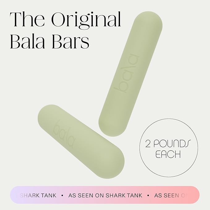 Bala Bars Dumbbell Set for Women & Men - Set of 2 Bars Designed for Walking, Strength Training, HIIT, Boxing & Aerobics - Hand Weights for Working Out at Home
