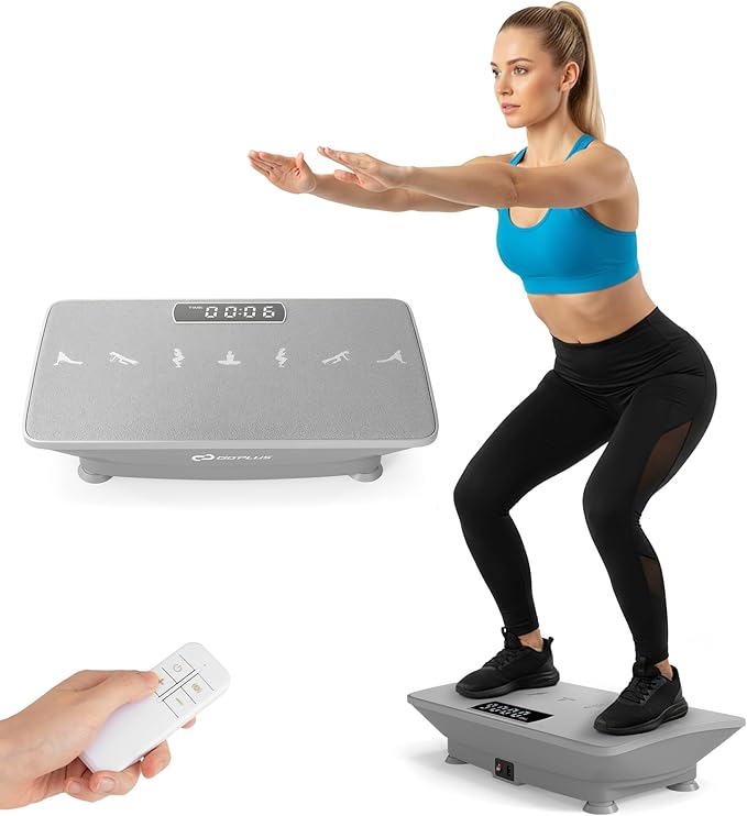 Goplus Vibration Plate Exercise Machine, Vibrating Platform for Lymphatic Drainage w/Remote, LED Display, Home Workout Full Body Shake Board for Weight Loss
