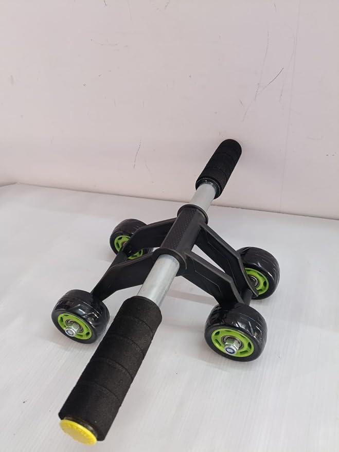 4 wheel ab wheel roller for six pack abs workout at home Exerciser for Abdominal Stomach Exercise Training with Knee Mat Steel Handle for (Men and Women) multicolor