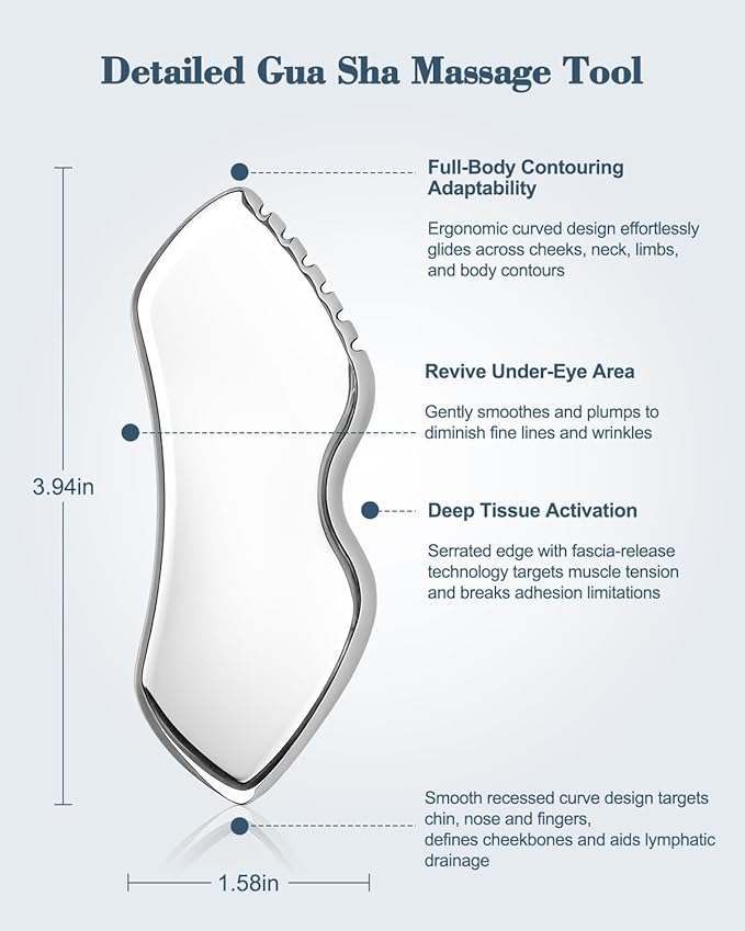 airogym 3 in 1 Stainless Steel Gua Sha Massage Tool - Professional Muscle Scraper for Soft Tissue Mobilization, IASTM Physical Therapy & Myofascial Release - Body Sculpting & Pain Relief Kit