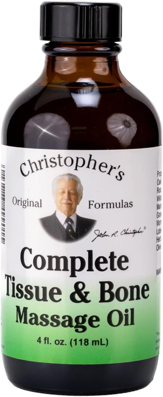 Christopher’s Original Formulas Complete Tissue & Bone Massage Oil, 4 fl oz | Herbal Topical Oil for Massage & Skin Care