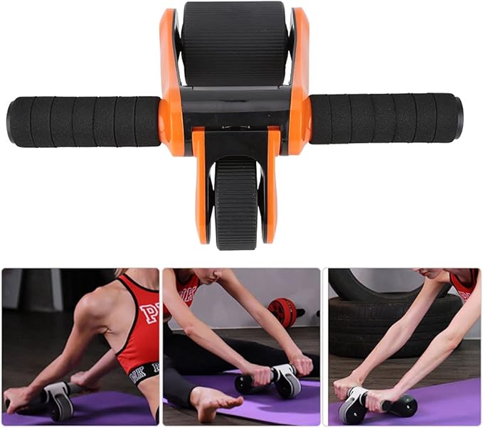 2 Wheels Ab Roller Wheel, Abdominal Muscle Exerciser, Dual - Wheel Core Trainer with Knee Pad for Home Gym, Stable Aluminum Alloy Frame, Foldable Design for Full - Body