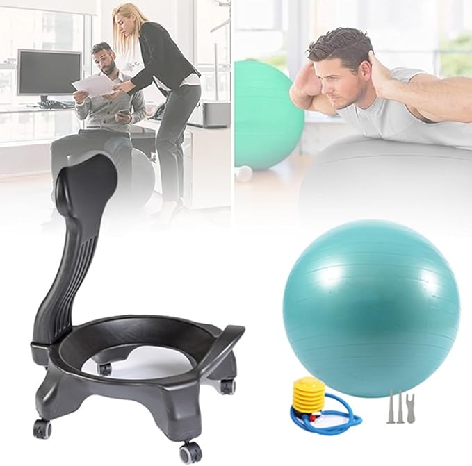 Ball Chair Stability,Office Fitness Ball Chair,Exercise Yoga Ball Chair,Ergonomic Balance Ball Posture Chair,for Back Pain Relief (Green)