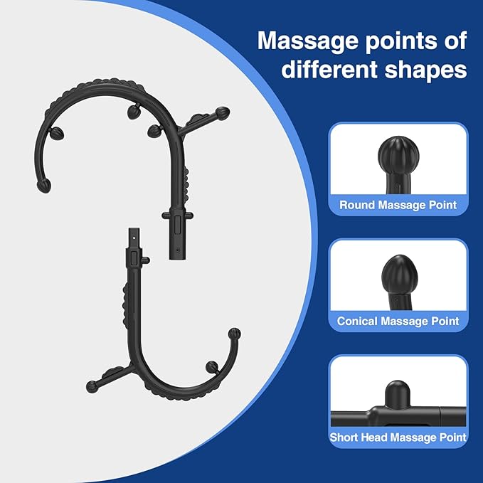 Massage Stick,Handheld Trigger Point Back and Neck Massager Cane, Deep Tissue Self Massage Tool for Muscle Knots and Myofascial Release,for Pain Relief and Muscle Recovery,Black
