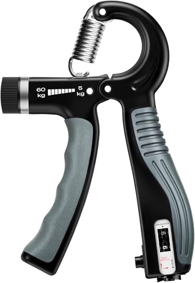 Grip Strength Trainer - Adjustable Resistance 11-132lbs/5-60kg Hand Gripper & Forearm Strengthener Device with Smart Counter for Sports & Rehab