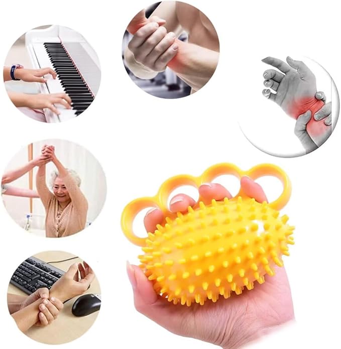 Grip Strengthener Hand Exerciser Ball, Yellow, TPR Material, Ellipse Shaped, Physical Therapy Hand Exercisers for Rehab, Arthritis, Carpal Tunnel, Stress Relief