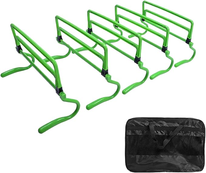 5Pcs Agility Training Hurdles Agility Speed Training Equipment Adjustable Height for Soccer Outdoor Sports Foot Exercise, Green