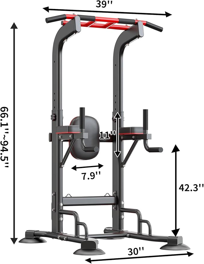 SogesHome Pull Up Bar and Dip Station, Heavy Duty Adjustable Home Gym Equipment for Strength Training, Multifunctional Workout Bar with Resistance Bands – Full Body & Core Exercise