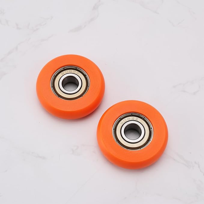 2PCS Rowing Machine Seat Wheel Outer Diameter 36mm Width 10mm Inner Diameter 8mm Nylon Stainless Steel Roller Wheel with Bearing Load Capacity 67kg Orange
