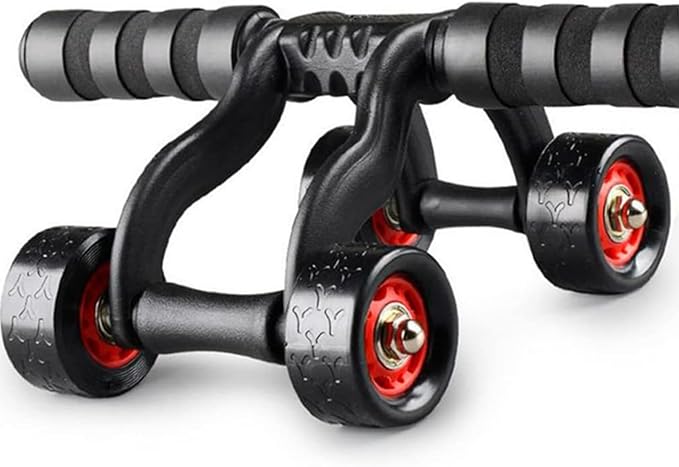 4-Wheel Ab Roller Abdominal Exercise Roller for Six Pack Abs, Core Workout Trainer, Stomach Exercises with Knee Mat, Sport Fitness for Men and Women