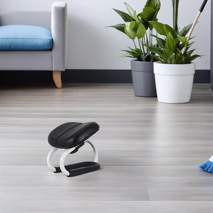 Cabilock Adjustable Bench with Non-Slip Padded Seat, Portable Seiza Floor Stool for Prayer, Black Cushion Bench for Home and Travel