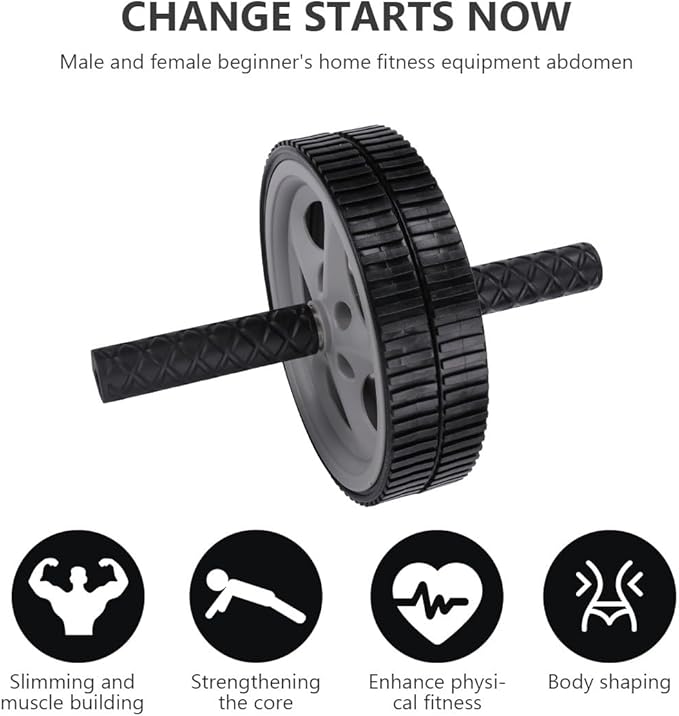Luxshiny Ab Roller Wheel Fitness Equipment Dual-wheel Abdominal Exercise Trainer Portable Home Gym Workout Strengthening Core Trainer