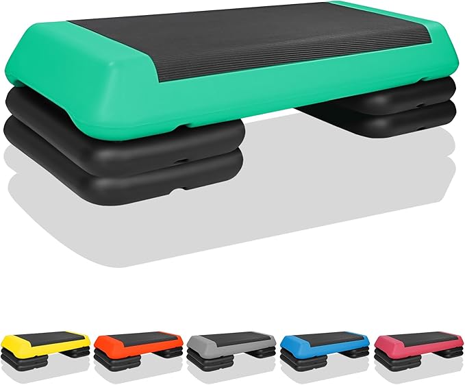 4''-6''-8''Adjustable Aerobic Stepper w/4 Risers Health Workout Step Platform for Sports & Fitness