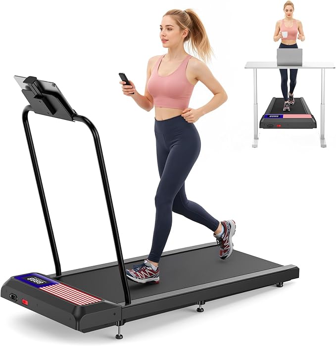 Walking Treadmill Pad with 0-5% Incline, 2.5HP Compact Under Desk Treadmill for Home Office, Quiet Small Walking Mat with App Sync, Remote Control, LED Display