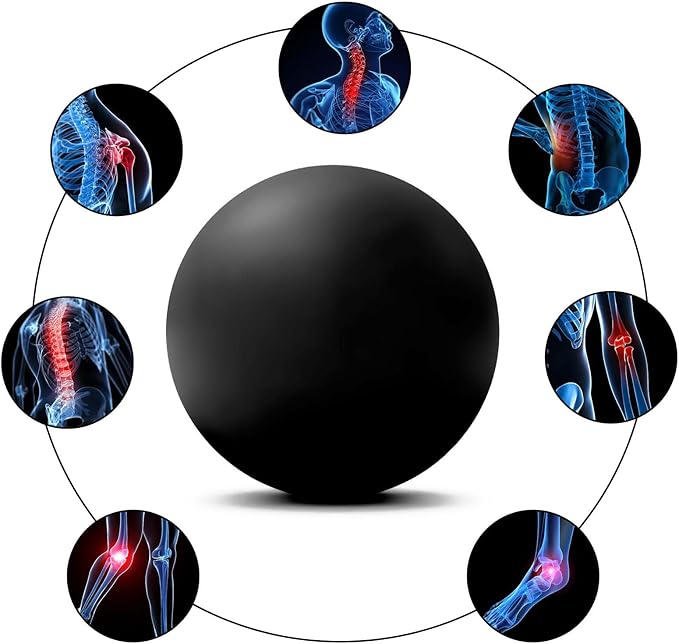 WOVTE Massage Lacrosse Ball for Sore Muscles, Shoulders, Neck, Back, Foot, Body, Deep Tissue, Trigger Point, Muscle Knots, Yoga and Myofascial Release (Black)