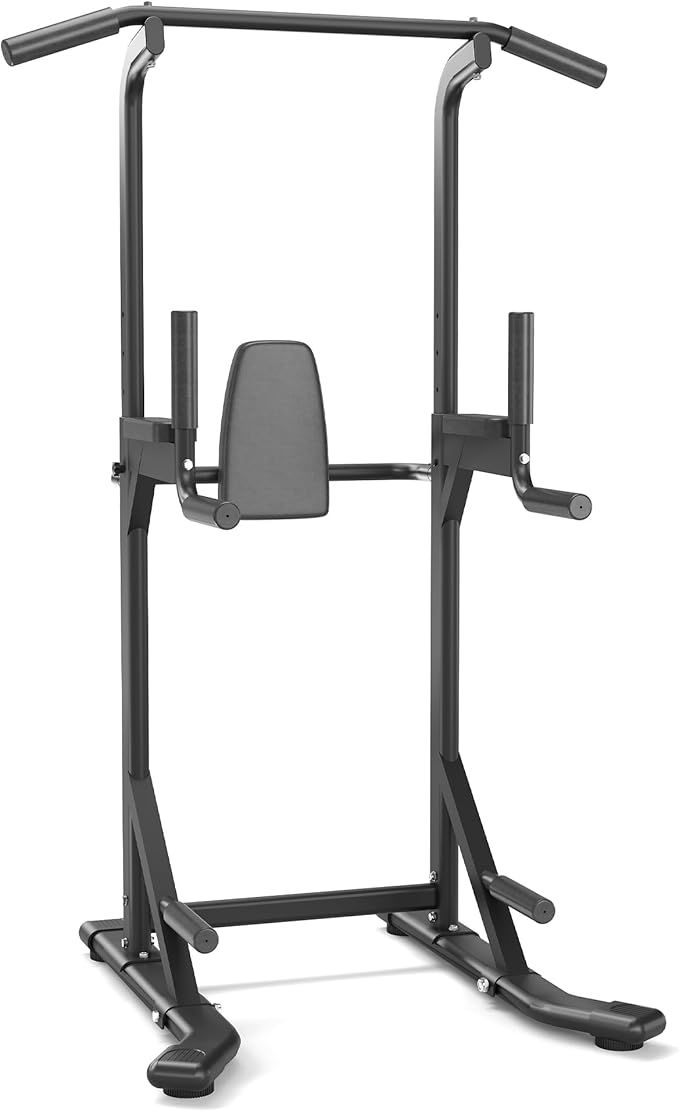 Power Tower, Heavy Duty Pull Up Bar 450LB Capacity, Multi-Functional Dip Station Adjustable Height, Strength Training Equipment Full Body for Home Gym, Pull-Ups, Dips & Leg Raises, Carbon Steel