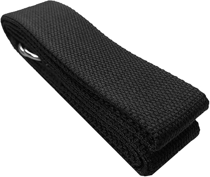 Yoga Wheel Cotton Stretching Strap Set Stability Blocks Pilates Exercise Pack for Beginners (Black)