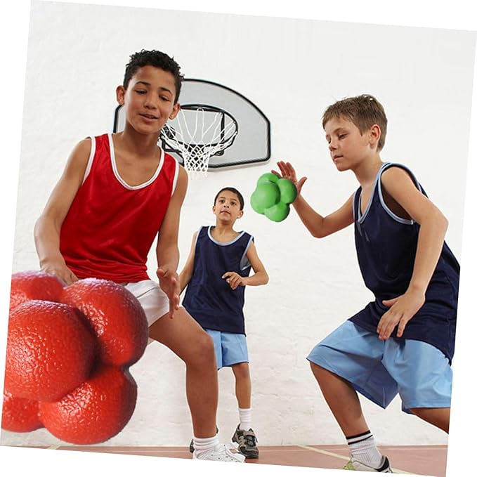 3pcs Hexagonal Reaction Ball Set High Elasticity Fitness Agile Training Balls for Exercise and Agility Training Suitable for Skill Levels Random Color