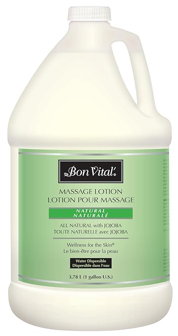 Bon Vital', Naturale Massage Lotion, 1 Gallon, All Natural Massage Lotion for Massage Therapy and Bodywork, Lightweight Unscented Lotion, Plant-Based Ingredients for Smooth Application