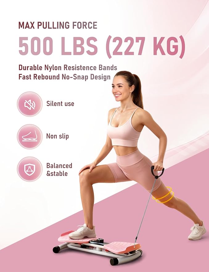Waist Twister Machine with Smart Digital Counter and Resistance Bands 300 Lbs Capacity, Noiseless Ab Twister Board for Home Exercise, Fitness Equipment Ideal for Women to Burn Belly Fat and Tone Body