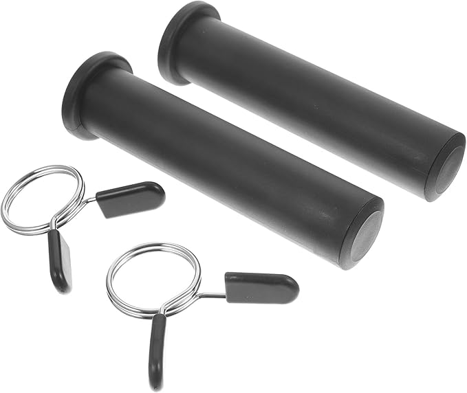 Mikikit Barbell Handle Grip and Weight Plate Posts Set, Plastic Anti-Slide Gym Barbell Attachments with Adjustable Butterfly Clips, 5pcs Strength Training Equipment for Home Fitness
