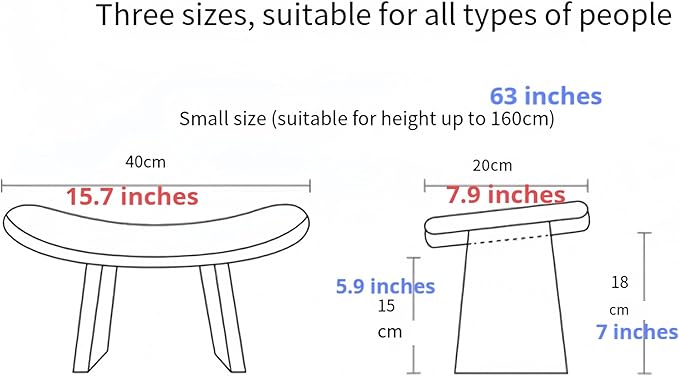 Solid Wood Ergonomic Kneeling Stool. Suitable for Temple Ceremonies, Tea Ceremonies, Meditation, Yoga, as Well as Home Fitness Assistance Chair (S# is Suitable for Height up to 160CM(63 in)