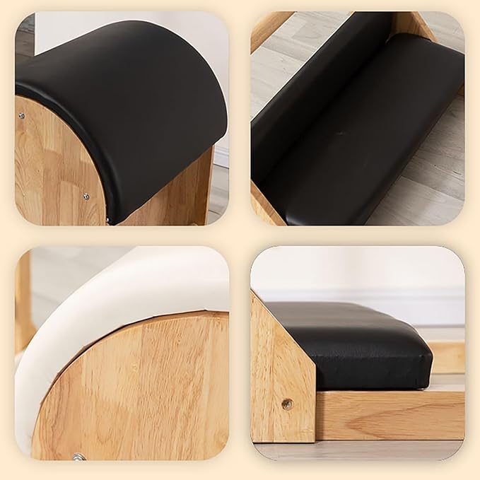 Pilates Large Apparatus Ladder Barrel Wooden Yoga Home Commercial Core Bed Stable Pedal Chair Training Equipment (Color : Black)