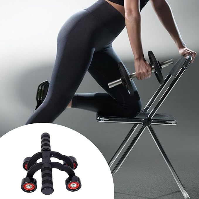 4 Wheel Abdominal Roller Core Strengthening Trainer, Ab Exercise Wheel Equipment with Ergonomic Foam Handles, Ab Machine for Men Women Home Gym Workout