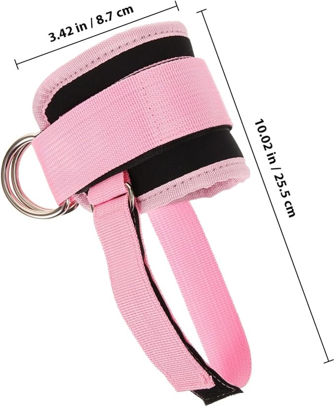 Homoyoyo Ankle Bind Straps with Double Hook-and-loop and Adjustable Bands, 2pcs Pink Fitness Ankle Belts for Gym Cable Attachment, Heel Blister Protection for Leg Strength Training