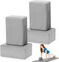4 Pack Yoga Blocks - Premium EVA Foam Blocks for Pilates Workout, Stretching, Meditation - Yoga Brick for Flexibility, Balance, Spine Strength, Non-slip and Lightweight Exercise Blocks (Gray)