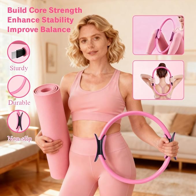 Pilates Equipment Set for Home Workouts –15in1 Home Pilates Kit with Ring and Ball Set, Resistance Bands, Pilates Yoga Accessories, Core Sliders & Ankle Weights, Pilates Essentials Kit