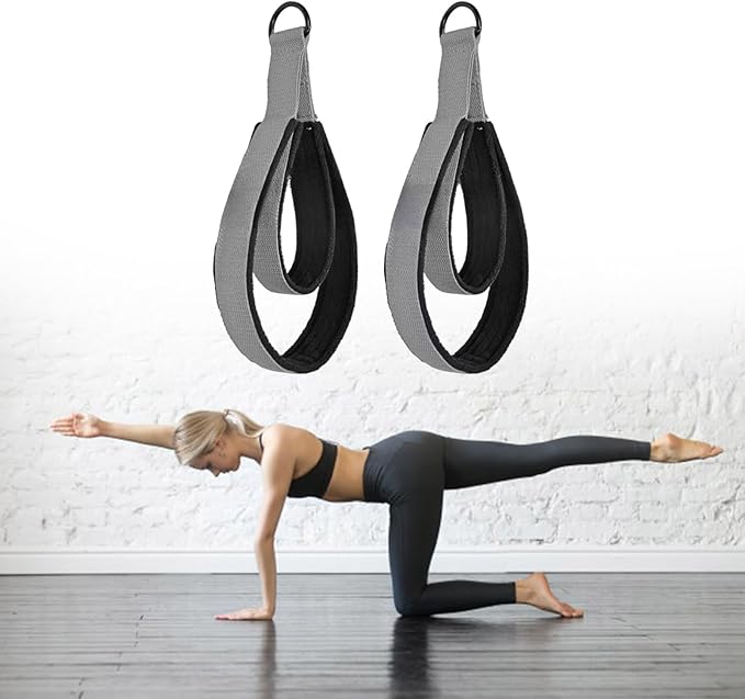 1 Pair Pilates Double Loop Strap For Reformer Fitness D-Rings Handle Yoga Exercise Accessory For Home Gym Workout Fitness D Rings Workout