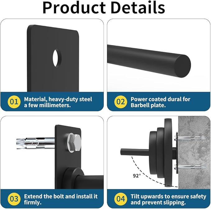 Wall Mounted Weight Plate Holder,Weight Plate Rack for for All Size Bumper Plates, Max Weight Capacity 300 Lb, Home Gym Organizer