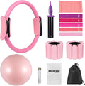 Home Workout Pilates Kit for Women, Including Pilates Ring Set, Pilates Ball, Ankle Wrist Weights, Resistance Bands, Yoga Full Body Training and Tape Measure