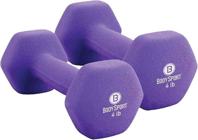 Body Sport Neoprene Dumbbell Weight - Latex-Free, Strength Training Equipment for Home Fitness & Gym Workouts