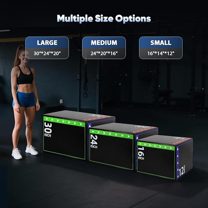 3 in 1 Plyo Box,High Density EPE Core and Non-Slip & Easy to Clean PVC Leather Cover,Exercise Box Home Gym Workout Trainer for Plyometric Jump Training,HIIT Workouts and Lower Body Strength