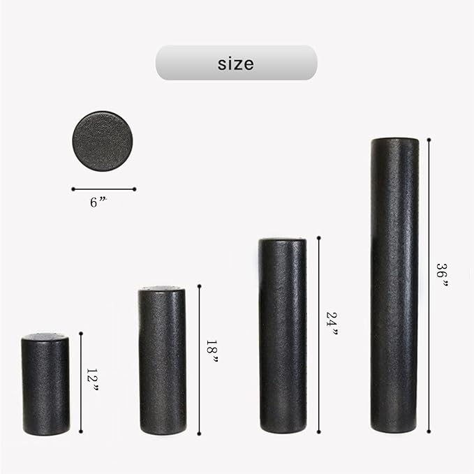 NC Foam Roller EPP Exercise Foam Roller High-Density Round Foam Roller Extra Firm High Density Foam Roller for Exercise, Massage, Muscle Recovery 12", 18", 24", 36"