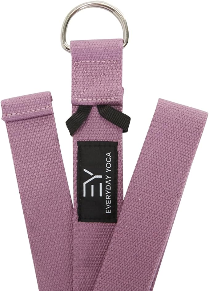 Everyday Yoga Strap with Metal D-Ring - Durable Stretching Strap for Yoga, Pilates, Flexibility & Physical Therapy (6ft, 8ft, 10ft)
