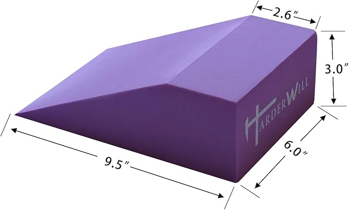 HarderWill Yoga Foam Wedge Blocks (Pair), Calf Raise Block, Calf Stretcher, Yoga Wrist Support, Balance, Pushup, Fitness, Pilates, Heel Stretcher, Squat Wedge with Gym Bag
