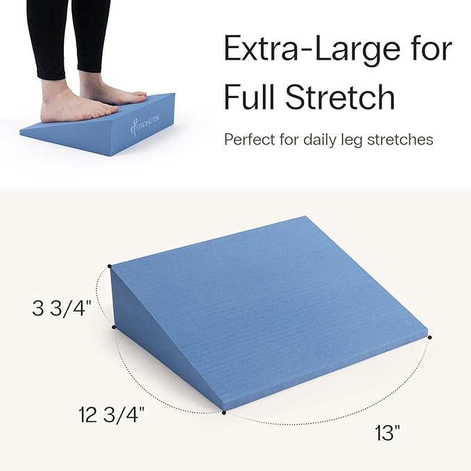 StrongTek XL Foam Yoga Wedge Blocks, Black, Set of 2, 16.5° Incline, 13" × 12.75" × 3.75", for Yoga, Stretching, Squats & Physical Therapy