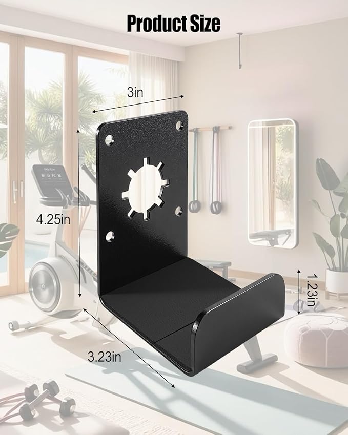 Weight Bench Gym Storage with Rubber Gasket, Heavy Duty Wall Mount Brackets 200 lb, Adjustable Hanger Home Gym Space-Saving Storage for Weight Benches, Hex Bars & Rowing Machines
