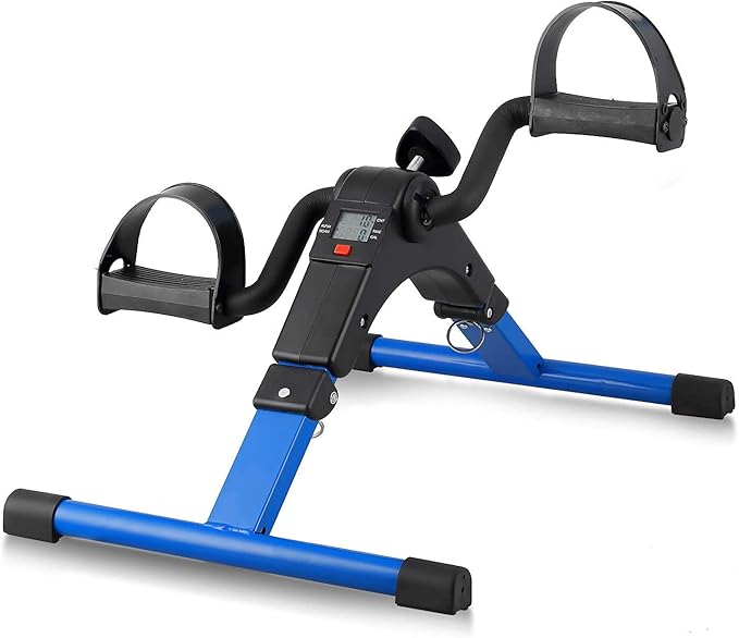 Folding Pedal Exerciser, Mini Under Desk Bike - Portable Foot Hand Cycle Peddler Machine Bicycle Exerciser for Arm Leg While Sitting